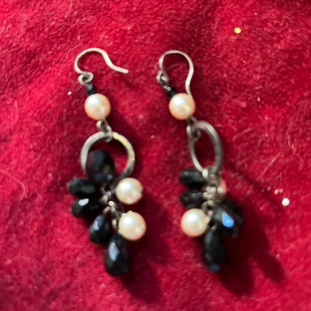 White House Black Market Black and Pearl Earrings